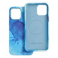 Apple iPhone 12 Pro Max Hülle Leather Mag Cover Elegant  MagSAFE  Blau Spritzer