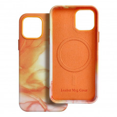 Apple iPhone 12 Pro Hülle Leather Mag Cover Elegant  MagSAFE  Orange Spritzer