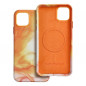 Apple iPhone 11 Pro Max Hülle Leather Mag Cover Elegant  MagSAFE  Orange Spritzer