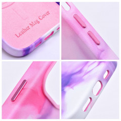 Apple iPhone 11 Pro Max Hülle Leather Mag Cover Elegant  MagSAFE  Lila Spritzer