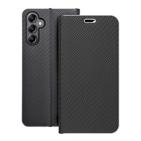 Samsung Galaxy A14 LTE Book Handytaschen LUNA Book Carbon Kohlenstoff-Faser, Elegant  Schwarz