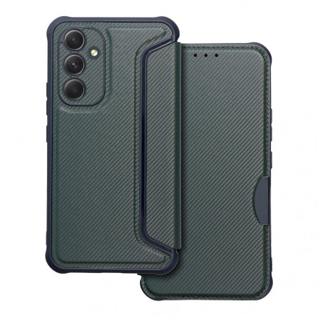 Samsung Galaxy A54 Book Handytaschen Razor Book Kohlenstoff-Faser, Kohlenstoffmuster  Dunkelgrün 