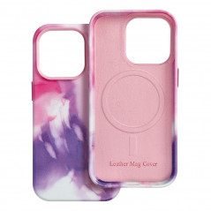 Apple iPhone 14 Pro Hülle Leather Mag Cover Elegant  MagSAFE  Lila Spritzer