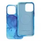 Apple iPhone 14 Pro Max Hülle Leather Mag Cover Elegant  MagSAFE  Blau Spritzer