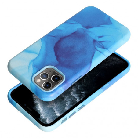 Apple iPhone 11 Pro Hülle Leather Mag Cover Elegant  MagSAFE  Blau Spritzer