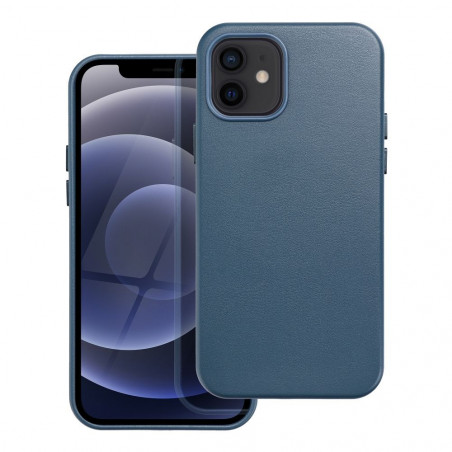 Apple iPhone 12 Hülle Leather Mag Cover Elegant  MagSAFE  Indigoblau 