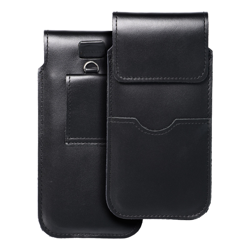 Apple iPhone 11 Universaletui, Gürtelholster ROYAL - Leather universal flap pocket Schwarz 
