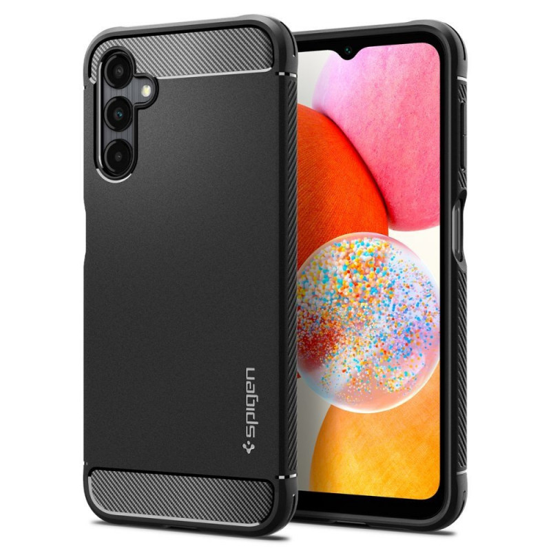 Samsung Galaxy A14 LTE Hülle Spigen Rugged Armor Kohlenstoff-Faser, Elegant  Matt Schwarz