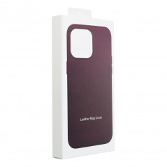 Apple iPhone 15 Hülle Leather Mag Cover Elegant  MagSAFE  Dunkelviolett