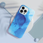 Apple iPhone 15 Plus Hülle Leather Mag Cover Elegant  MagSAFE  Blau Spritzer