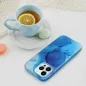 Apple iPhone 15 Plus Hülle Leather Mag Cover Elegant  MagSAFE  Blau Spritzer