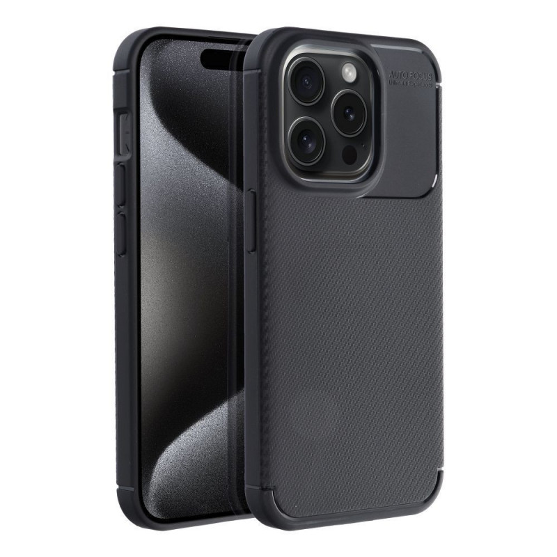 Apple iPhone 15 Hülle Carbon premium Elegant  Schwarz