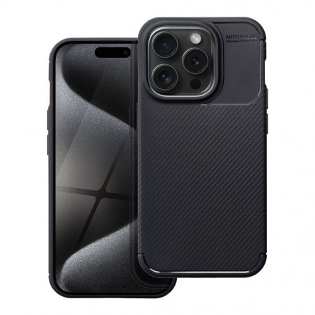 Apple iPhone 15 Hülle Carbon premium Elegant  Schwarz