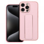Apple iPhone 15 Pro Max Hülle LEATHER Case Kickstand Rosa