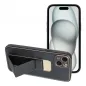 Apple iPhone 15 Plus Hülle LEATHER Case Kickstand Schwarz