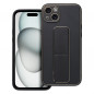 Apple iPhone 15 Plus Hülle LEATHER Case Kickstand Schwarz