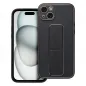 Apple iPhone 15 Plus Hülle LEATHER Case Kickstand Schwarz