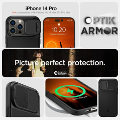 Apple iPhone 14 Pro Hülle Spigen Optik Armor Schwarz