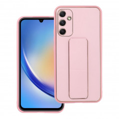 Samsung Galaxy A34 Hülle LEATHER Case Kickstand Rosa