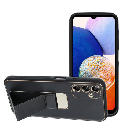 Samsung Galaxy A14 5G Hülle LEATHER Case Kickstand Schwarz