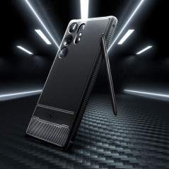 Samsung Galaxy S23 Ultra 5G Hülle Spigen Armor Kohlenstoff-Faser, Elegant  Schwarz