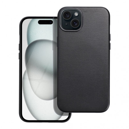 Apple iPhone 15 Plus Hülle Leather Mag Cover Elegant  MagSAFE  Schwarz