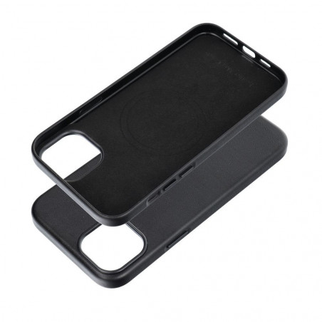 Apple iPhone 15 Plus Hülle Leather Mag Cover Elegant  MagSAFE  Schwarz