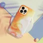 Apple iPhone 15 Pro Max Hülle Leather Mag Cover Elegant  MagSAFE  Orange Spritzer