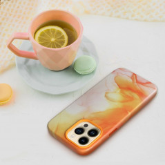 Apple iPhone 15 Pro Max Hülle Leather Mag Cover Elegant  MagSAFE  Orange Spritzer