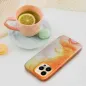 Apple iPhone 15 Pro Max Hülle Leather Mag Cover Elegant  MagSAFE  Orange Spritzer