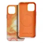 Apple iPhone 15 Pro Max Hülle Leather Mag Cover Elegant  MagSAFE  Orange Spritzer