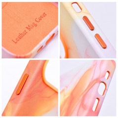 Apple iPhone 15 Pro Max Hülle Leather Mag Cover Elegant  MagSAFE  Orange Spritzer