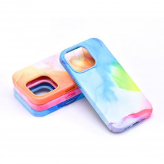 Apple iPhone 15 Plus Hülle Leather Mag Cover Elegant  MagSAFE  Farbspritzer