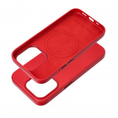 Apple iPhone 15 Pro Hülle Leather Mag Cover Elegant  MagSAFE  Rot