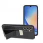 Samsung Galaxy A34 Hülle LEATHER Case Kickstand Schwarz