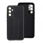 Samsung Galaxy A34 Hülle LEATHER Case Kickstand Schwarz