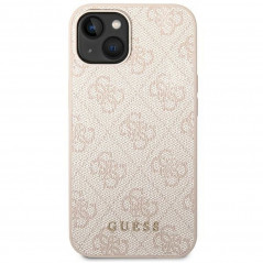 Apple iPhone 14 Hülle Guess 4G Gold Logo Elegant  Rosa