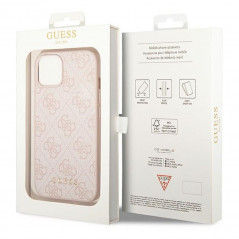 Apple iPhone 14 Hülle Guess 4G Gold Logo Elegant  Rosa