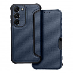 Samsung Galaxy S23 5G Book Handytaschen Razor Book Kohlenstoff-Faser, Kohlenstoffmuster  Blau
