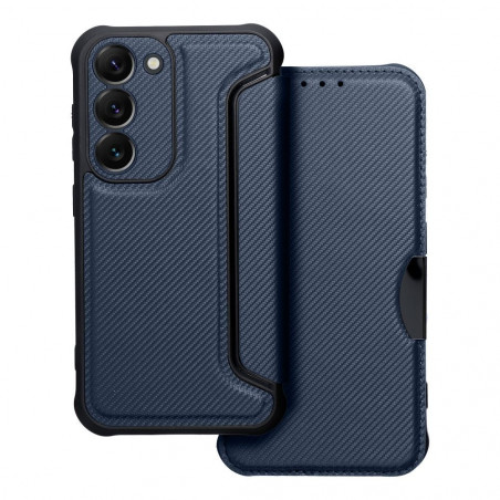 Samsung Galaxy S23 5G Book Handytaschen Razor Book Kohlenstoff-Faser, Kohlenstoffmuster  Blau