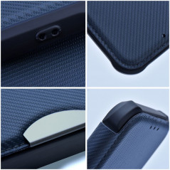 Samsung Galaxy S23 5G Book Handytaschen Razor Book Kohlenstoff-Faser, Kohlenstoffmuster  Blau
