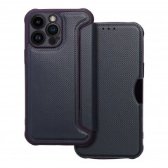 Apple iPhone 14 Pro Max Book Handytaschen Razor Book Kohlenstoff-Faser, Kohlenstoffmuster  Blau
