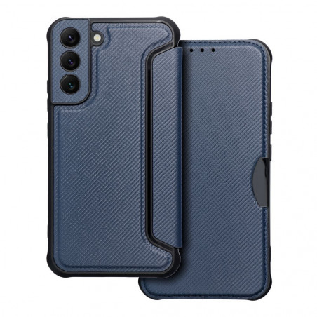 Samsung Galaxy S22 Plus Book Handytaschen Razor Book Kohlenstoff-Faser, Kohlenstoffmuster  Blau