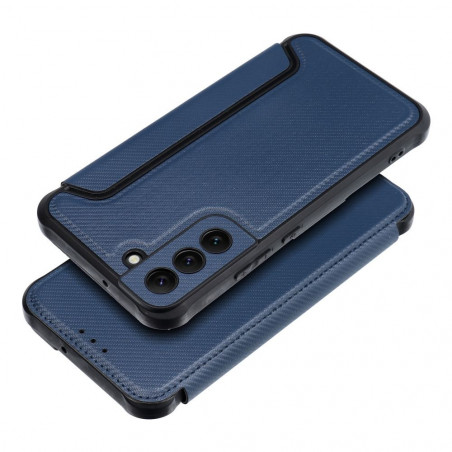 Samsung Galaxy S22 Plus Book Handytaschen Razor Book Kohlenstoff-Faser, Kohlenstoffmuster  Blau