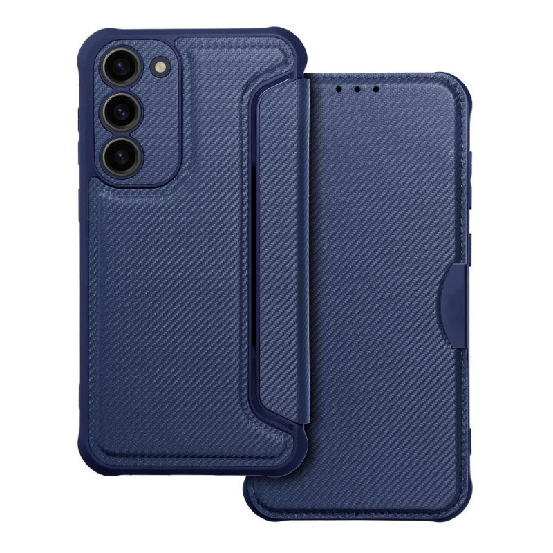 Samsung Galaxy S23 Plus 5G Book Handytaschen Razor Book Kohlenstoff-Faser, Kohlenstoffmuster  Blau