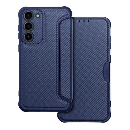 Samsung Galaxy S23 Plus 5G Book Handytaschen Razor Book Kohlenstoff-Faser, Kohlenstoffmuster  Blau