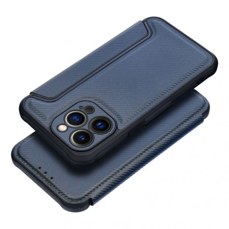 Apple iPhone 13 Pro Book Handytaschen Razor Book Kohlenstoff-Faser, Kohlenstoffmuster  Blau