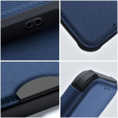 Apple iPhone 13 Pro Book Handytaschen Razor Book Kohlenstoff-Faser, Kohlenstoffmuster  Blau