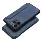 Apple iPhone 13 Pro Max Book Handytaschen Razor Book Kohlenstoff-Faser, Kohlenstoffmuster  Blau