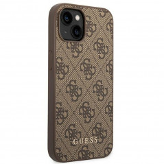 Apple iPhone 14 Plus Hülle Guess 4G Gold Logo Elegant  Braun